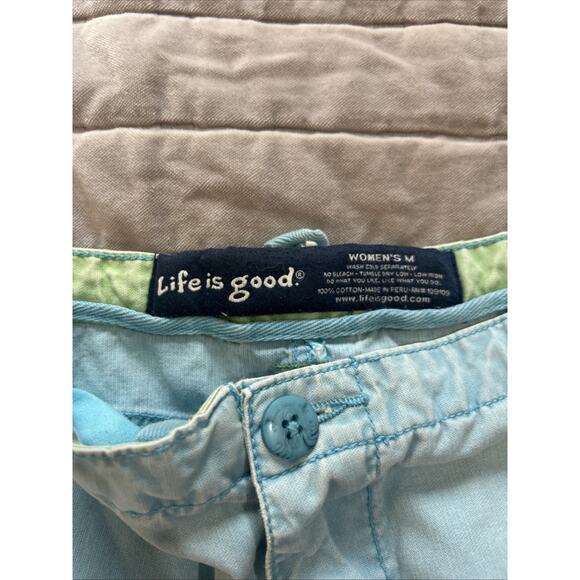 Life is Good Chino Shorts Blue Size Medium Bareback VTG Y2K Cotton Faded - Picture 6 of 10